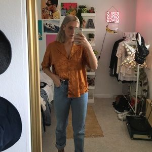 Orange button up shirt